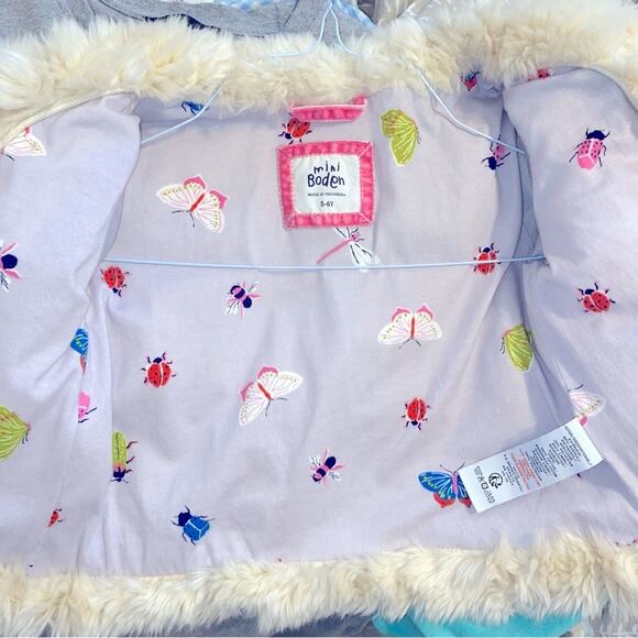 MINI BODEN $110 Ivory Faux Fur Coat Jacket Girls size  5-6 years EUC - Picture 6 of 12